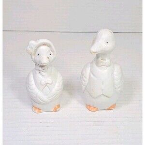 Vintage Ceramic Goose 4" Salt and Pepper Shakers Set Ma & Pa Country Kitchen